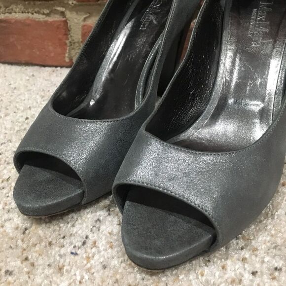 Max Mara Grey Pumps Max Mara Made in Italy Heels Sz 38 US 8 Peep Toe Pumps - Picture 5 of 8